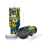 customized marquette golden eagles burst swirl blue curved tumbler best selling.webp