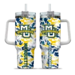 customized marquette golden eagles camo mashup blue white curved tumbler best selling.webp