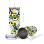 customized marquette golden eagles camo mashup blue white curved tumbler best selling.webp
