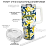customized marquette golden eagles camo mashup blue white curved tumbler best selling.webp