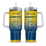 customized marquette golden eagles gradient dots blue curved tumbler best selling.webp