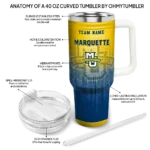 customized marquette golden eagles gradient dots blue curved tumbler best selling.webp