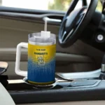 customized marquette golden eagles gradient dots blue curved tumbler best selling.webp