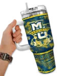customized marquette golden eagles honey streaks blue curved tumbler best selling.webp