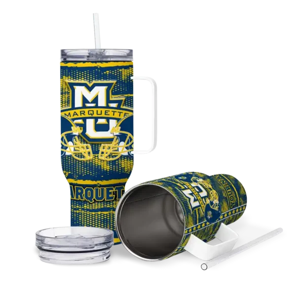 customized marquette golden eagles honey streaks blue curved tumbler high quality.webp