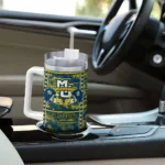 customized marquette golden eagles honey streaks blue curved tumbler best selling.webp