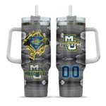 customized marquette golden eagles superman shield blue gray curved tumbler best selling.webp