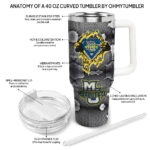 customized marquette golden eagles superman shield blue gray curved tumbler best selling.webp