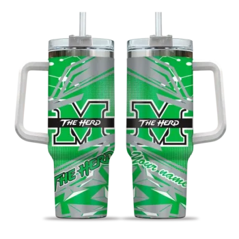 customized marshall thundering herd abstract paths green curved tumbler best selling.webp