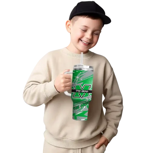 customized marshall thundering herd abstract paths green curved tumbler latest model.webp
