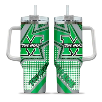 customized marshall thundering herd arrow burst green curved tumbler best selling.webp