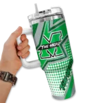 customized marshall thundering herd arrow burst green curved tumbler best selling.webp