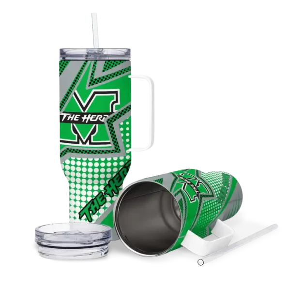 customized marshall thundering herd arrow burst green curved tumbler high quality.webp