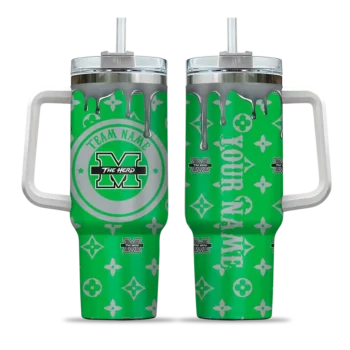 customized marshall thundering herd bullseye drips green curved tumbler best selling.webp