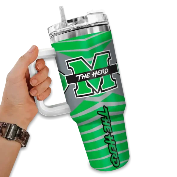 customized marshall thundering herd chevron layers green curved tumbler fashion forward.webp