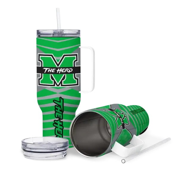 customized marshall thundering herd chevron layers green curved tumbler high quality.webp
