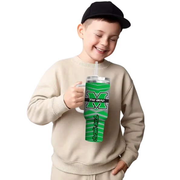 customized marshall thundering herd chevron layers green curved tumbler latest model.webp
