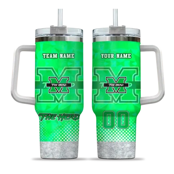 customized marshall thundering herd geometric prism green curved tumbler best selling.webp