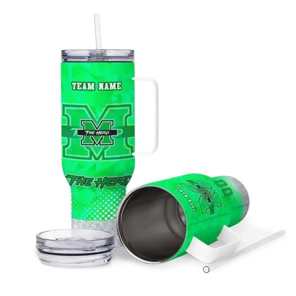 customized marshall thundering herd geometric prism green curved tumbler high quality.webp