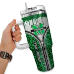 customized marshall thundering herd leopard zipper green curved tumbler best selling.webp