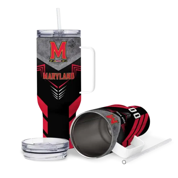 customized maryland terrapins arrow armor red black curved tumbler high quality.webp