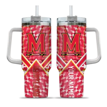 customized maryland terrapins chevron angle red curved tumbler best selling.webp