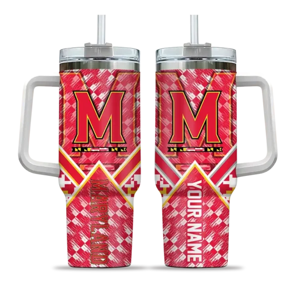 customized maryland terrapins chevron angle red curved tumbler best selling.webp