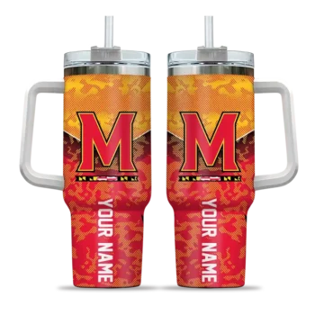 customized maryland terrapins chevron stripe red curved tumbler best selling.webp