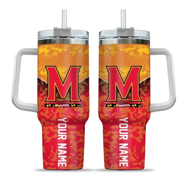 customized maryland terrapins chevron stripe red curved tumbler best selling.webp