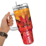 customized maryland terrapins chevron stripe red curved tumbler best selling.webp