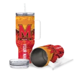 customized maryland terrapins chevron stripe red curved tumbler best selling.webp