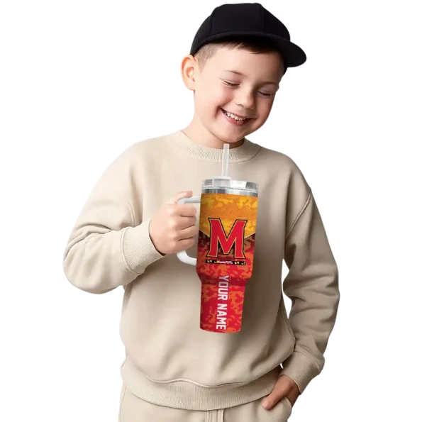 customized maryland terrapins chevron stripe red curved tumbler latest model.webp