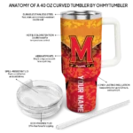 customized maryland terrapins chevron stripe red curved tumbler best selling.webp
