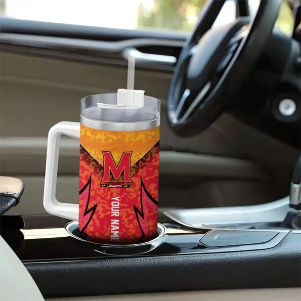 customized maryland terrapins chevron stripe red curved tumbler trendy.webp
