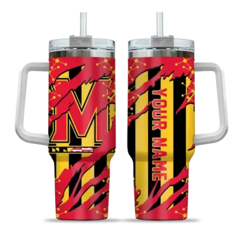customized maryland terrapins claw cut red black curved tumbler best selling.webp