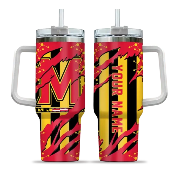 customized maryland terrapins claw cut red black curved tumbler best selling.webp