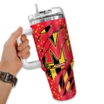 customized maryland terrapins claw cut red black curved tumbler best selling.webp
