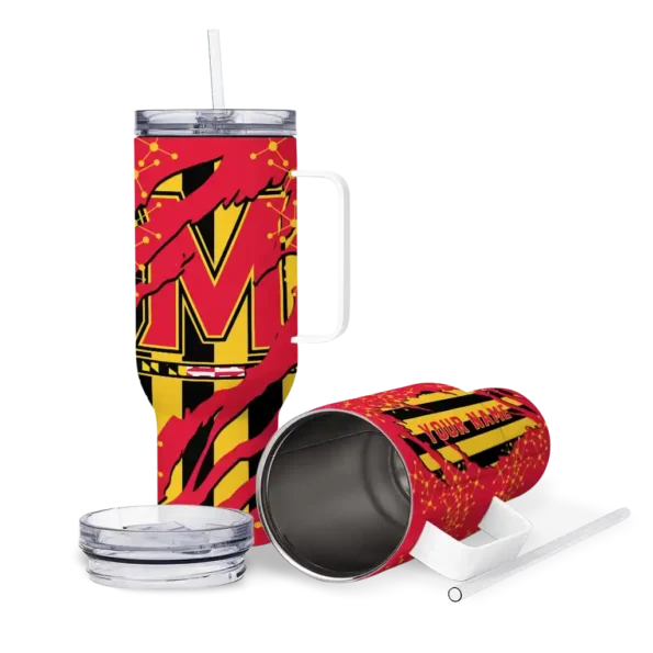 customized maryland terrapins claw cut red black curved tumbler high quality.webp