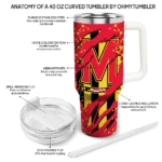 customized maryland terrapins claw cut red black curved tumbler best selling.webp