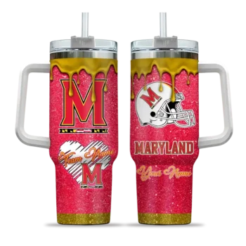 customized maryland terrapins heart helmet motif red curved tumbler best selling.webp
