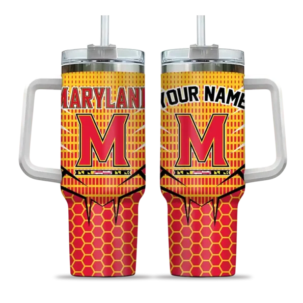 customized maryland terrapins hex texture red curved tumbler best selling.webp