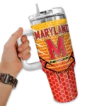 customized maryland terrapins hex texture red curved tumbler best selling.webp
