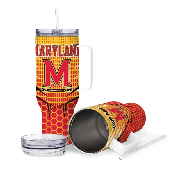 customized maryland terrapins hex texture red curved tumbler high quality.webp