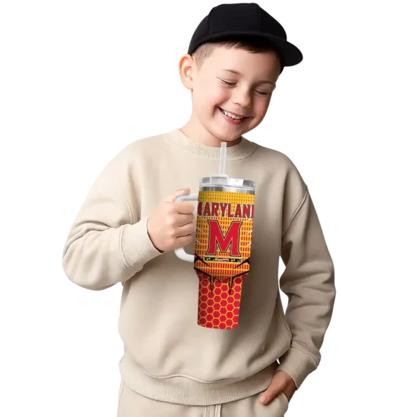 customized maryland terrapins hex texture red curved tumbler latest model.webp