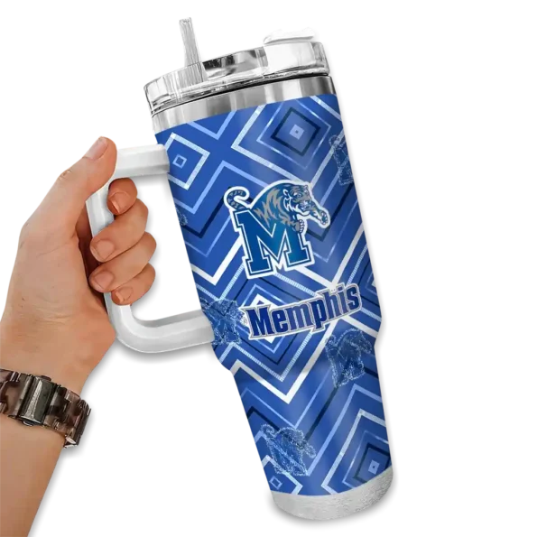 customized memphis tigers bold diamonds blue curved tumbler fashion forward.webp