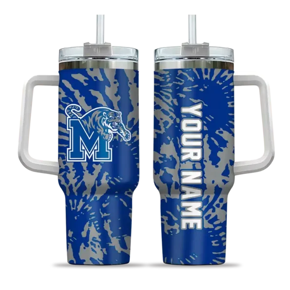 customized memphis tigers burst swirl blue curved tumbler best selling.webp