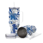 customized memphis tigers camo mashup blue white curved tumbler best selling.webp