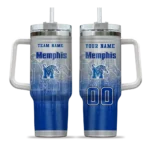 customized memphis tigers gradient dots blue curved tumbler best selling.webp