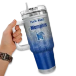 customized memphis tigers gradient dots blue curved tumbler best selling.webp