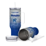 customized memphis tigers gradient dots blue curved tumbler best selling.webp